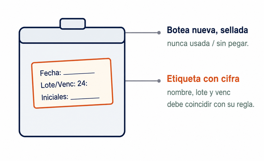 Diagrama de bolsa sellada y etiquetada