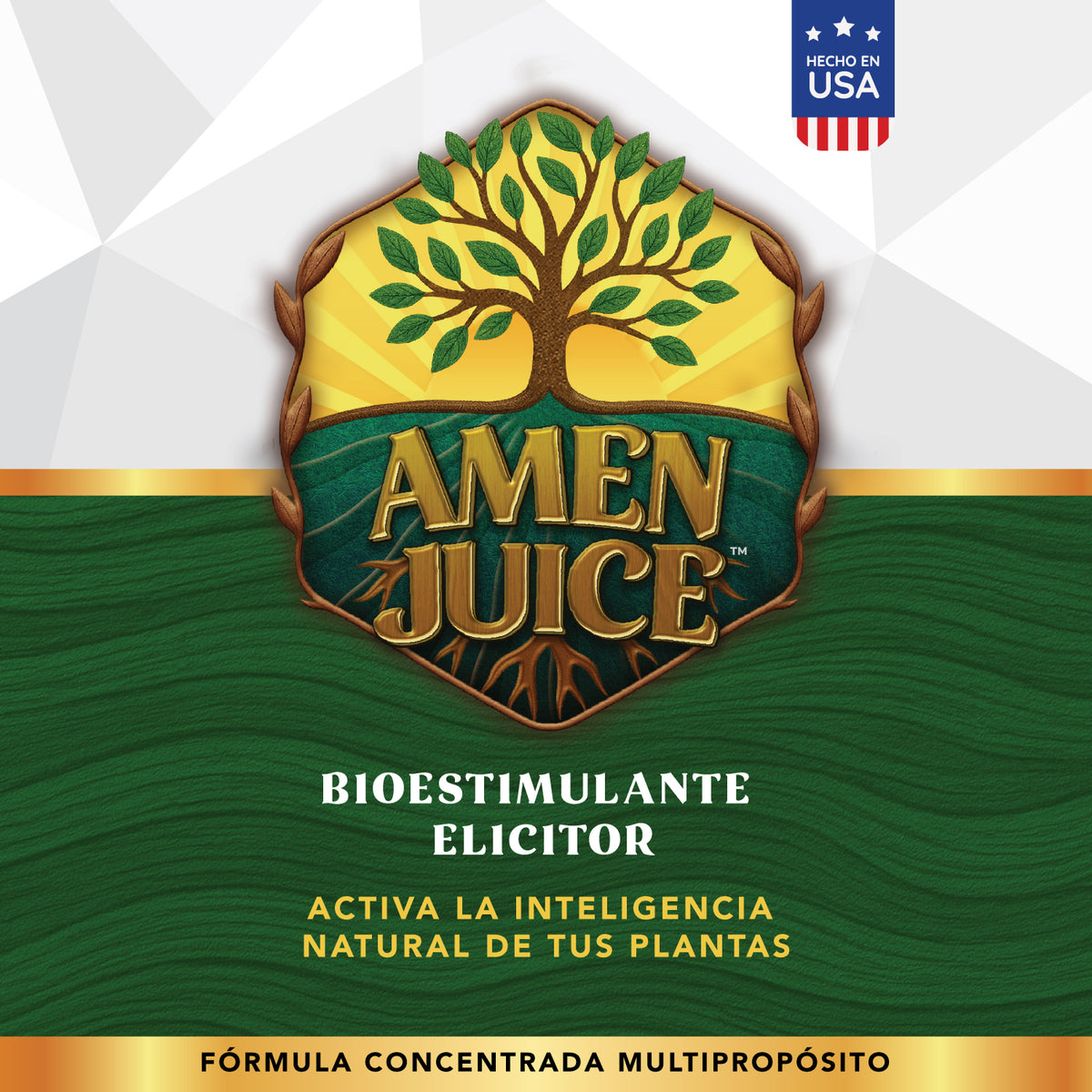 Etiqueta de AMEN JUICE™ BECS, bioestimulante elicitor para plantas