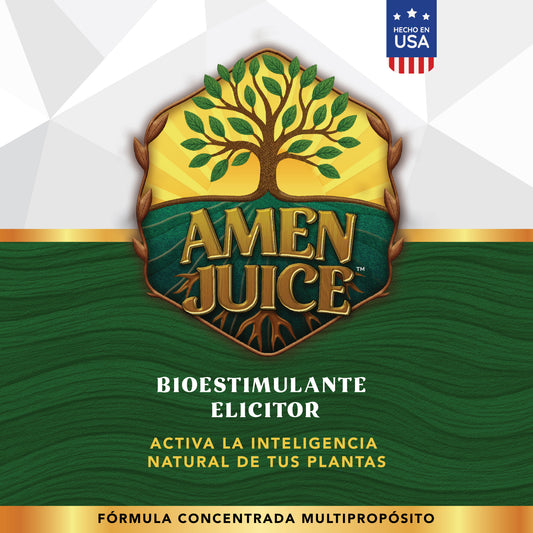 Etiqueta de AMEN JUICE™ BECS, bioestimulante elicitor para plantas