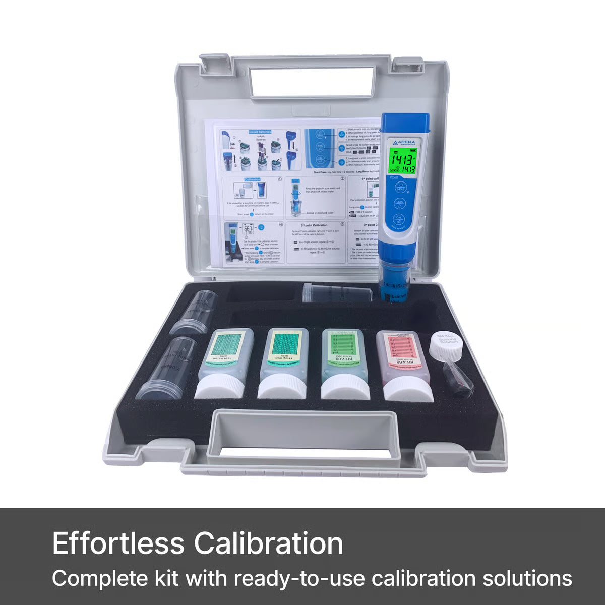 Premium Series PC60 Multiparameter (pH/EC/TDS/Salinidad/Temp.) Pocket Tester Kit